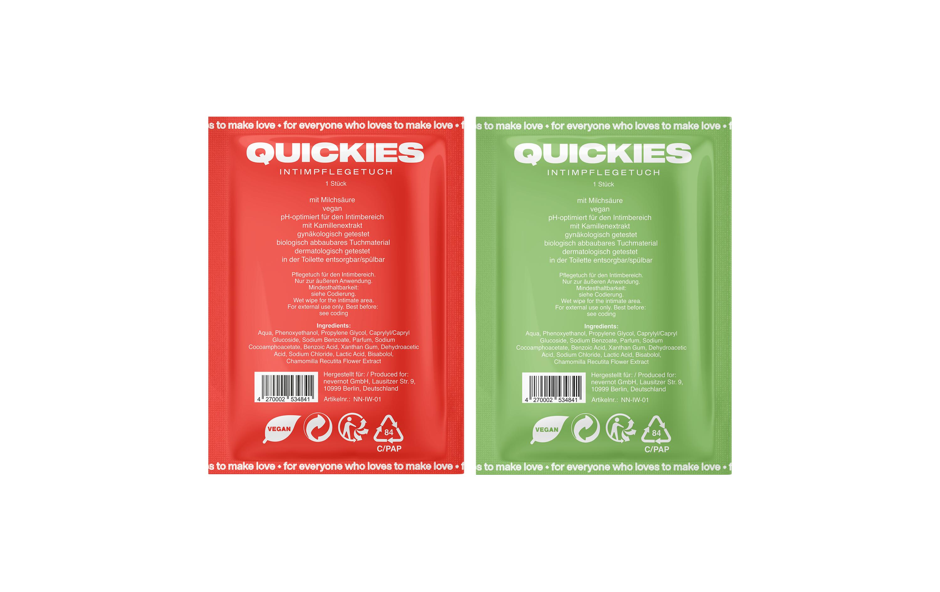 Intimpflege Quickies Intimate Wipes 7 StückHochwertige Intimpflegetücher aus medizinischem Silikon