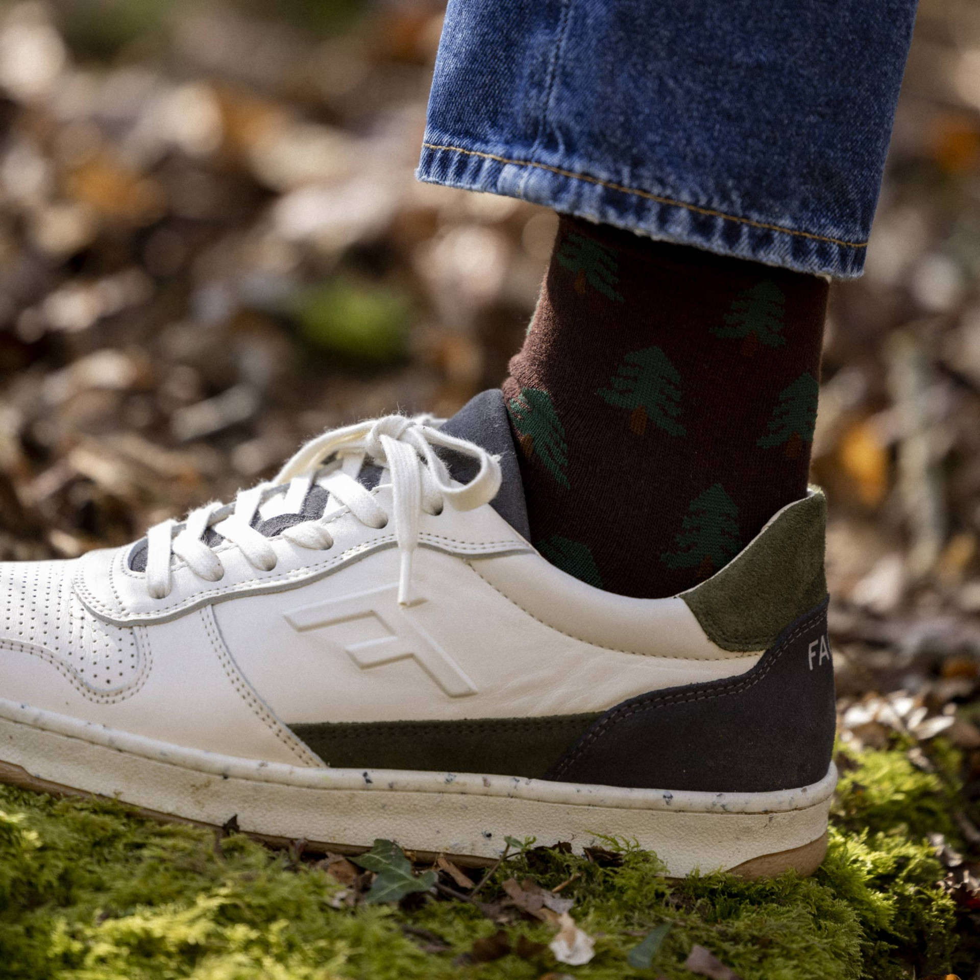 Chaussettes vert foncé & multicolore végan en coton et polyester recyclé - modèle Socks x3