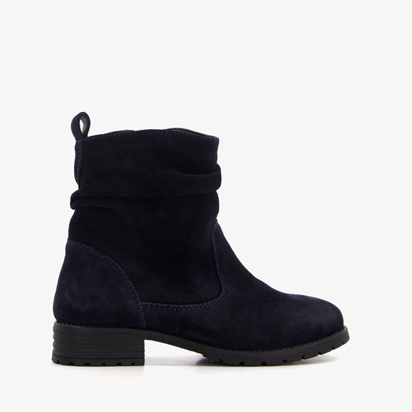 Hush Puppies suède dames enkellaarsjes donkerblauw