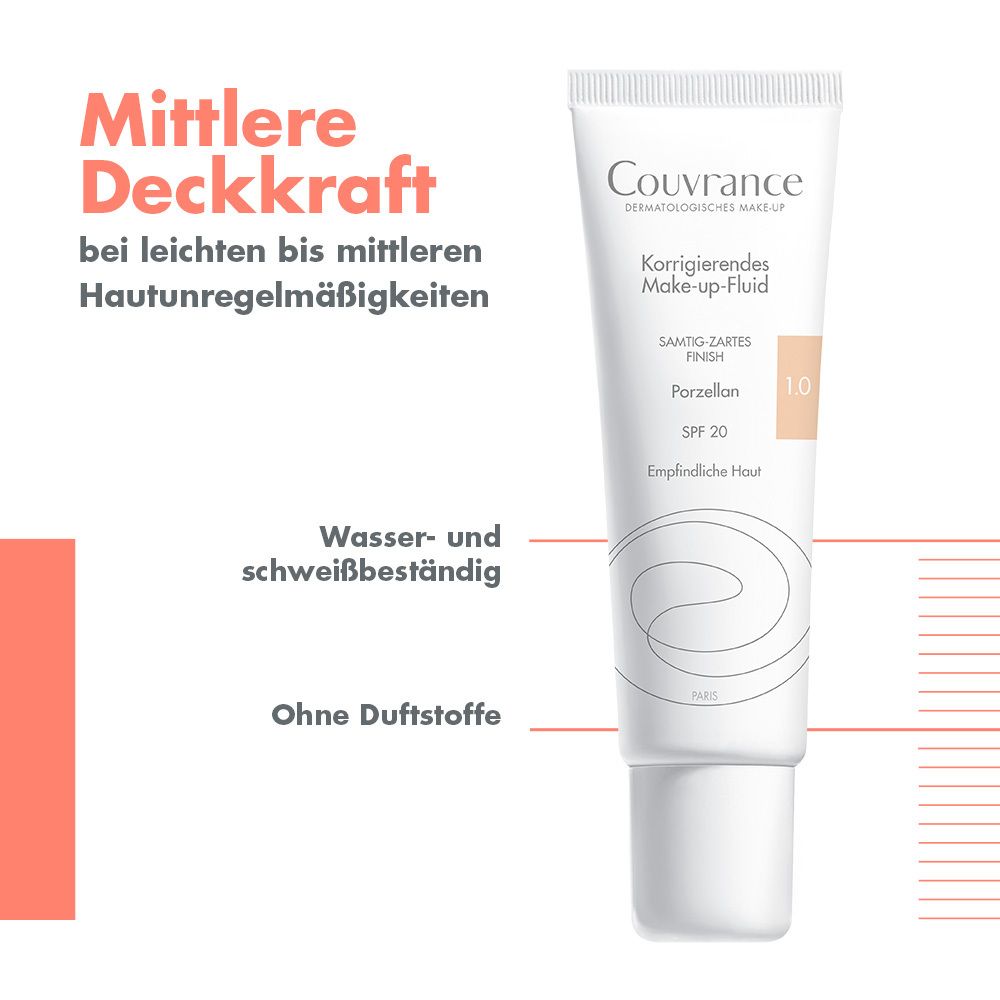 Avène Couvrance korrigierendes Make up Fluid 01 Porzellan mit UV-Schutz