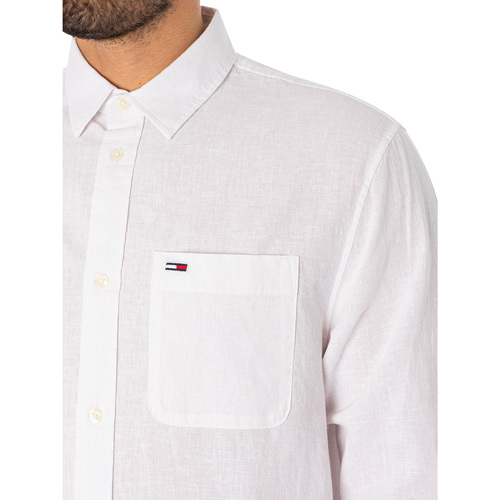 Tommy Jeans - Camisa De Mezcla De Lino Blanco