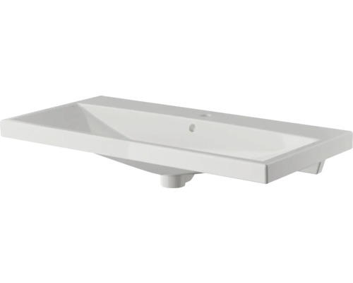 3-delige badkamermeubelset Pelipal serie 4035 BxHxD 90 x 200 x 43,5 cm, frontkleur eiken riviera, met keramische wastafel in wit en keramische wastafelkast, spiegel met LED-verlichting 40350900122470