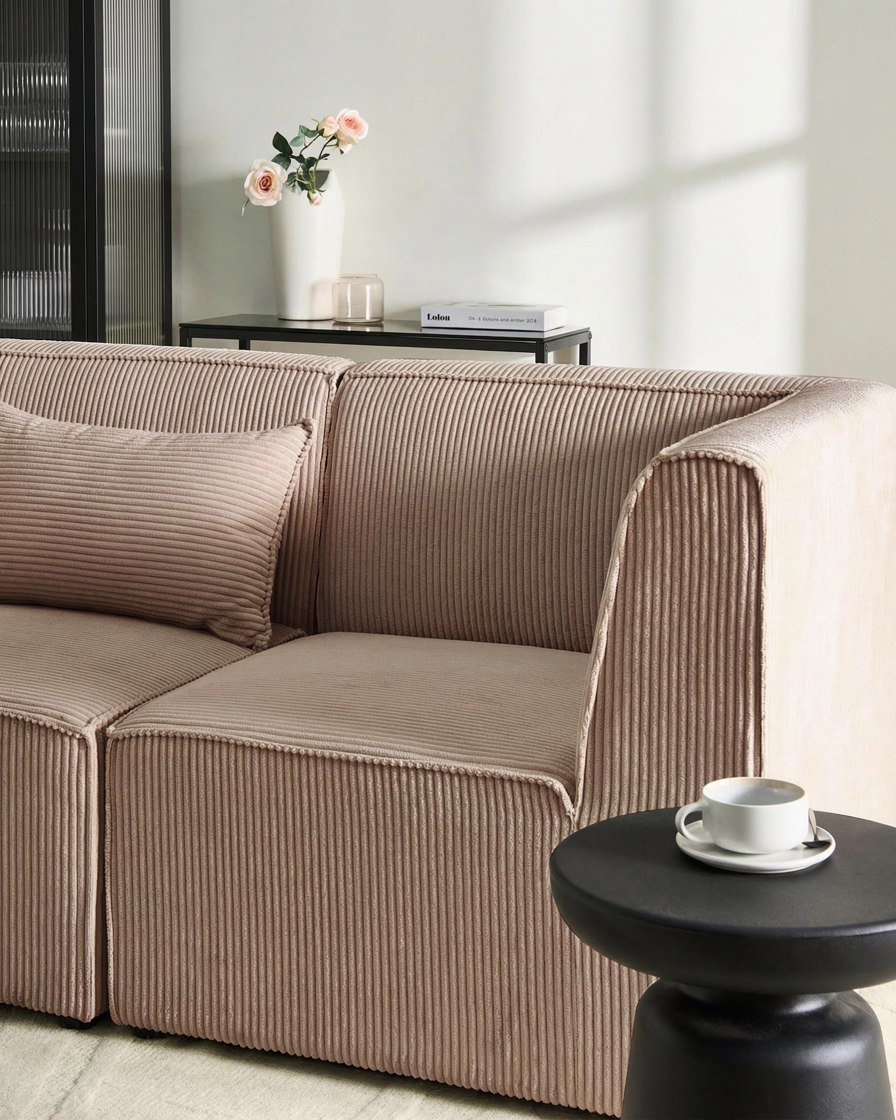 Modulaire hoekbank 4-zits LEMVIG Corduroy Zandbeige linkszijdig