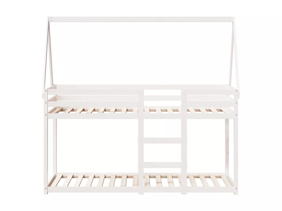 Lit superposé avec toit blanc 90x200 cm bois de pin massif