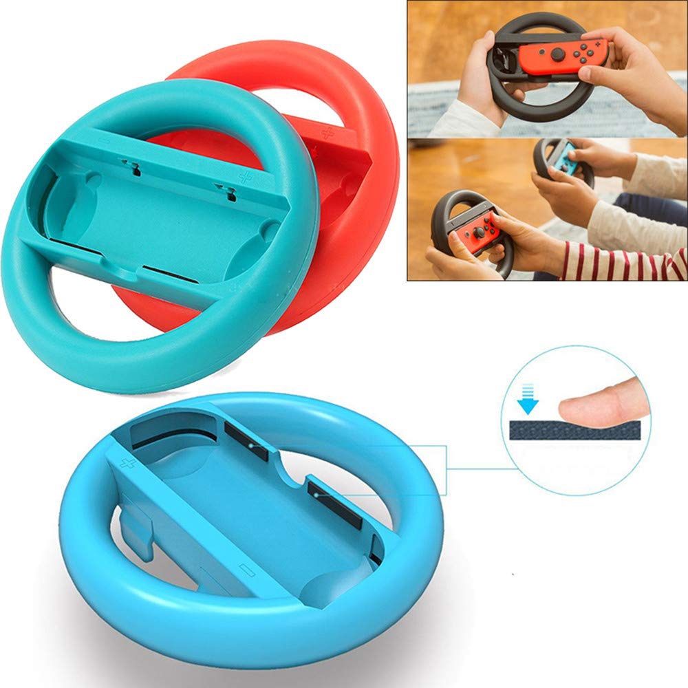 (2er Set) Nintendo Switch / OLED Racing Wheel Lenkrad Joy-Con Controller - Rot / Blau