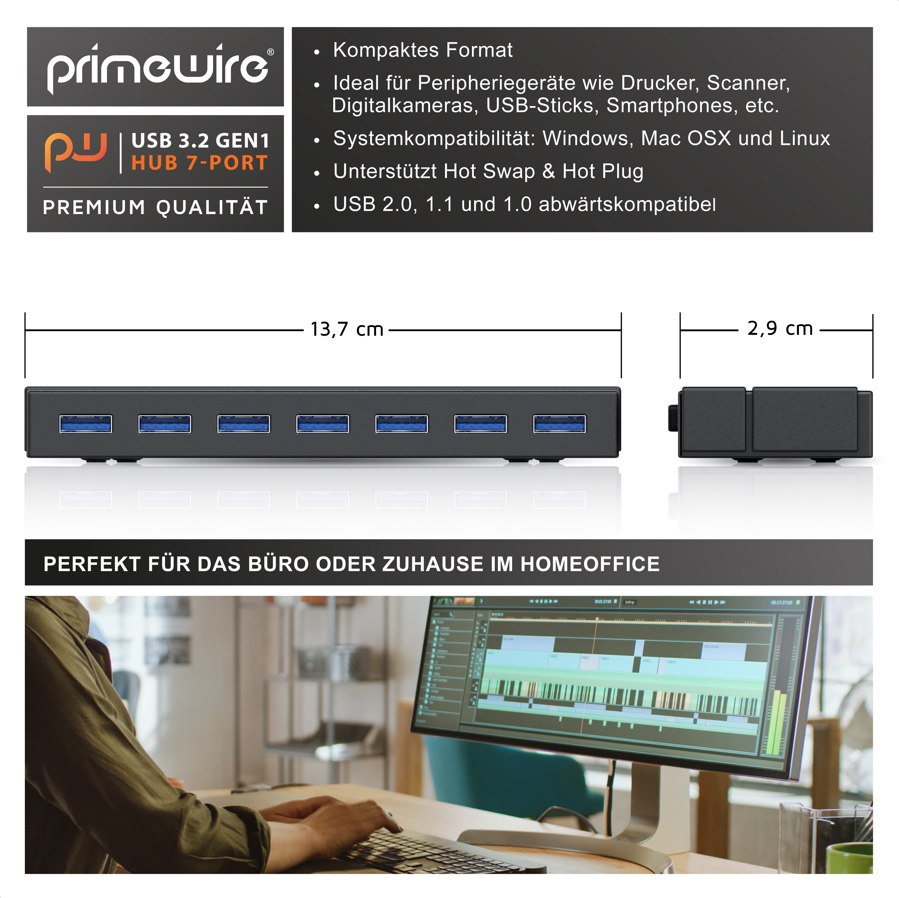 Primewire - Displayport auf HDMI Kabel, DP-Computer HDMI-Monitor Konverter, DP HDMI-Adapter, Hochwertige Goldkontakte, 4k UHD 3840 x 2160 @ 60 Hz