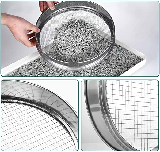 (Ø30cm) 5in1 Edelstahl Garten Sieb Saatgut Bodensieb für Erde / Steine / Kompost / Unkraut / Schotter - Silber