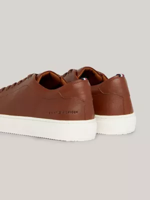 Tênis de couro granulado premium com sola cupsole