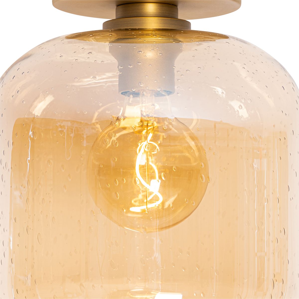 Smart plafondlamp messing en amber glas incl. Wifi G95 - Zuzanna