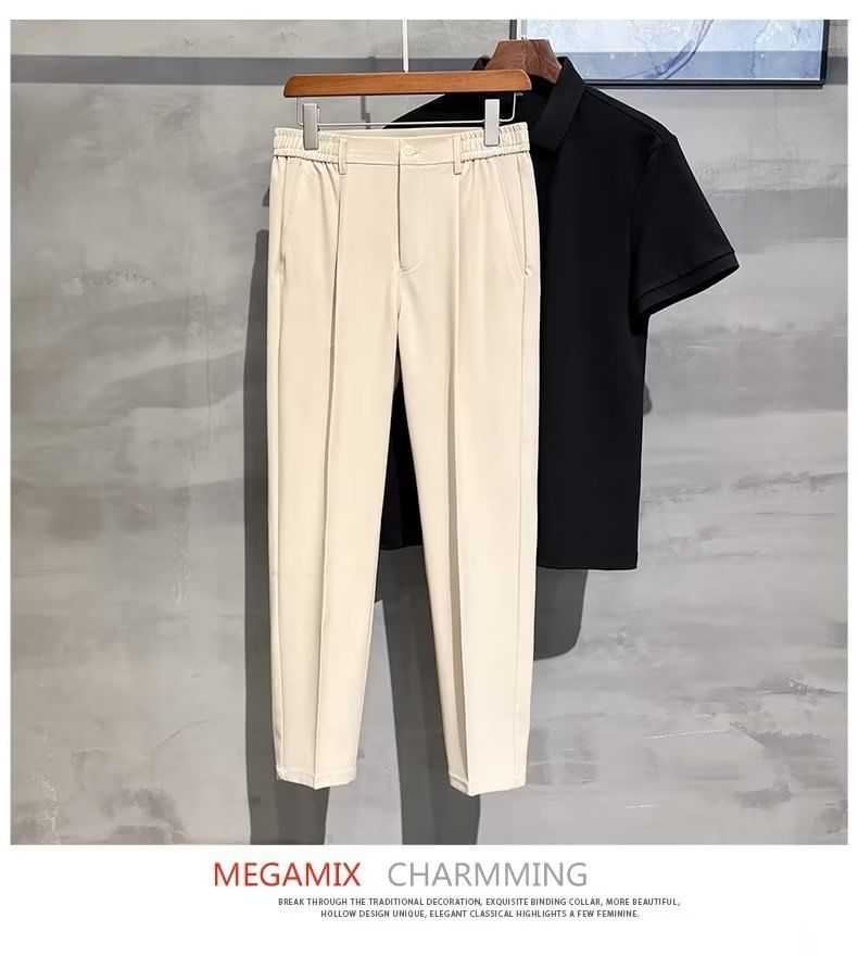 Maxelane - Effen rechte broek met elastische taille (verschillende ontwerpen)
