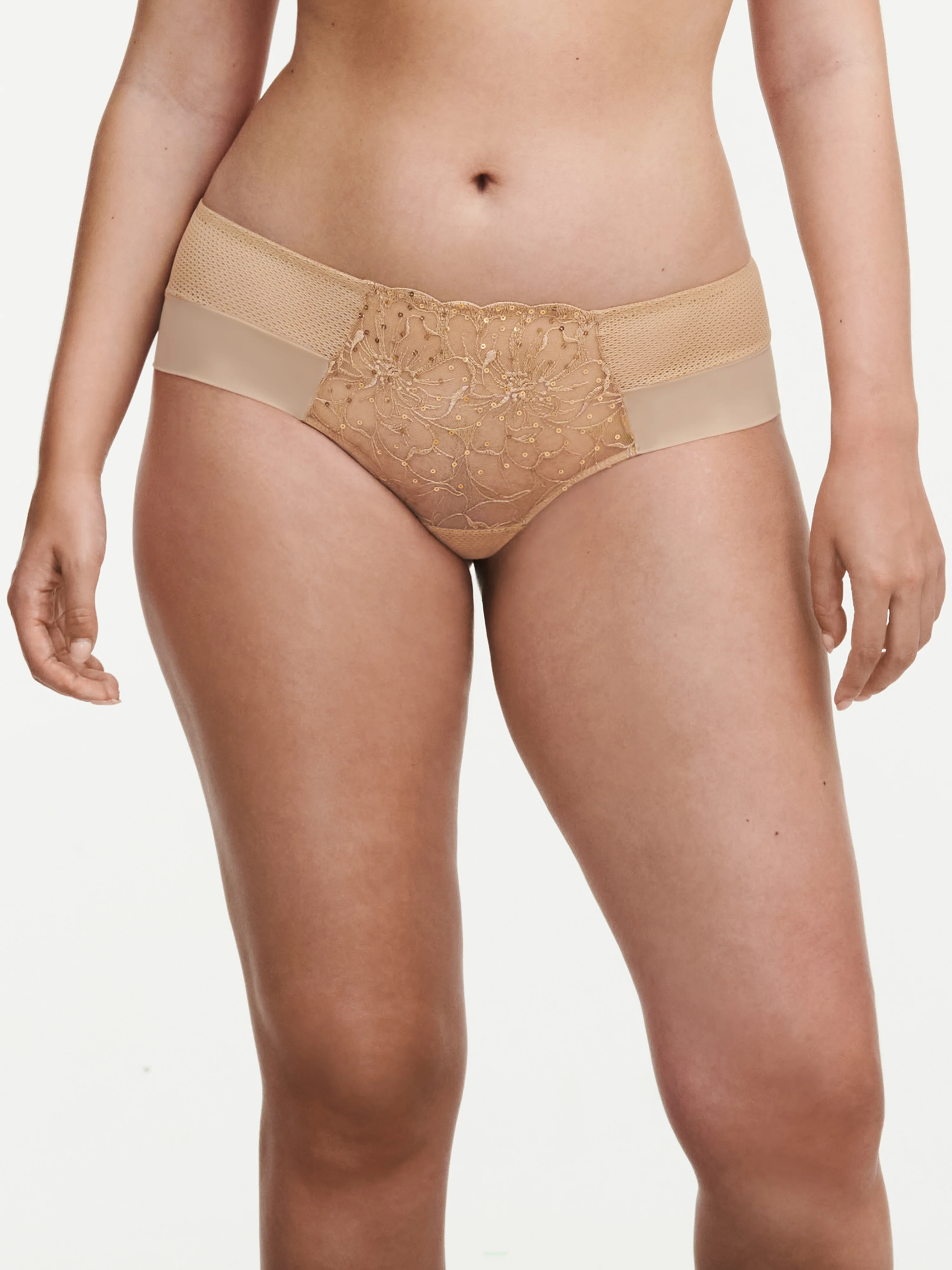 FLEURS SIGNATURE - Shorty dégagé broderie florale | Marron