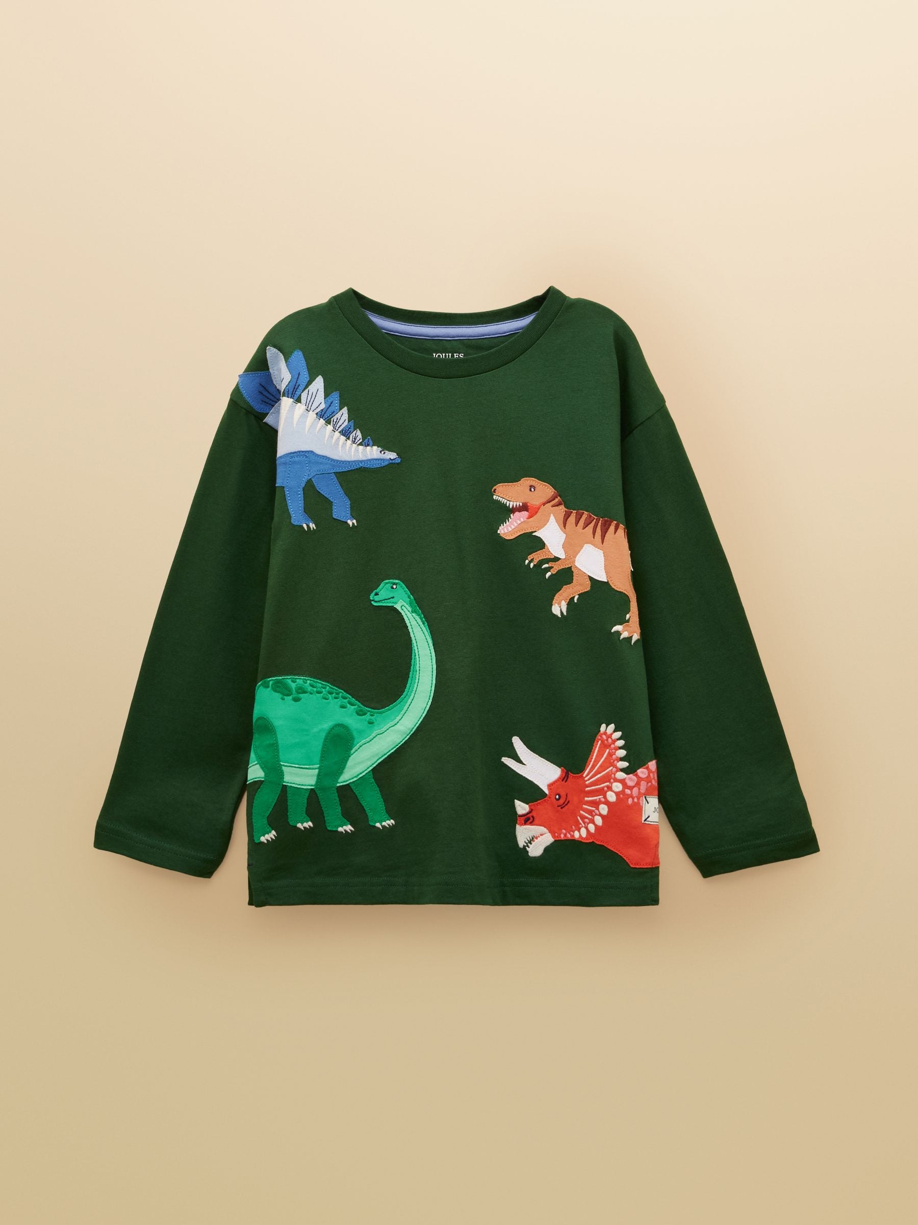 Groen dinosaurus - Joules Boys' Jack Applique Long Sleeve Top