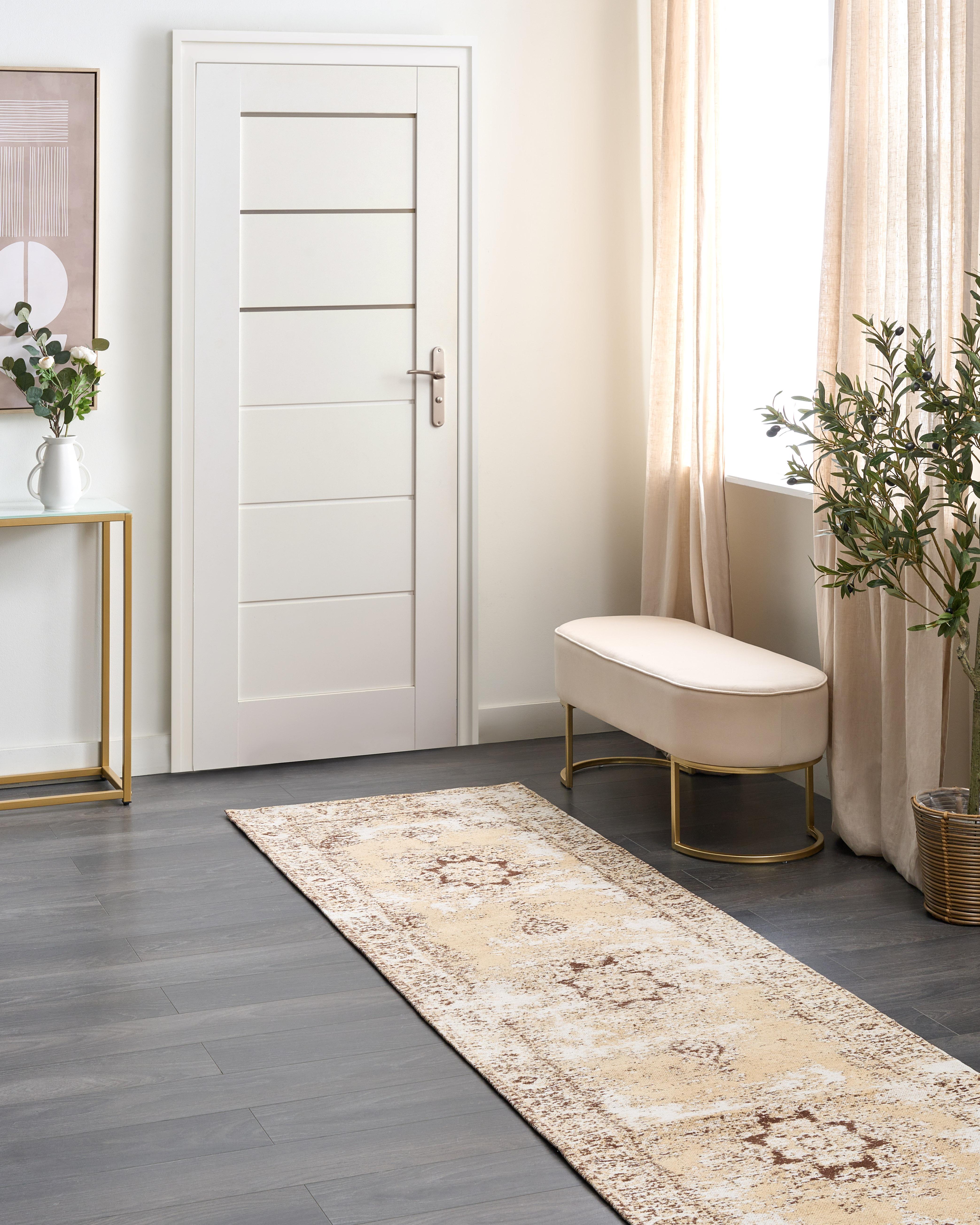 Vloerkleed ALMUS Bruin 80 x 300 cm Katoen