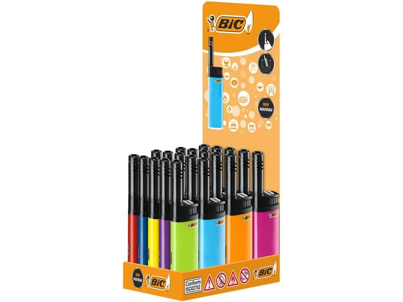 BIC Hybrid-Feuerzeug J38 Wand, Mehrfarbig, 20er-Pack Feuerzeuge im 20er-Pack