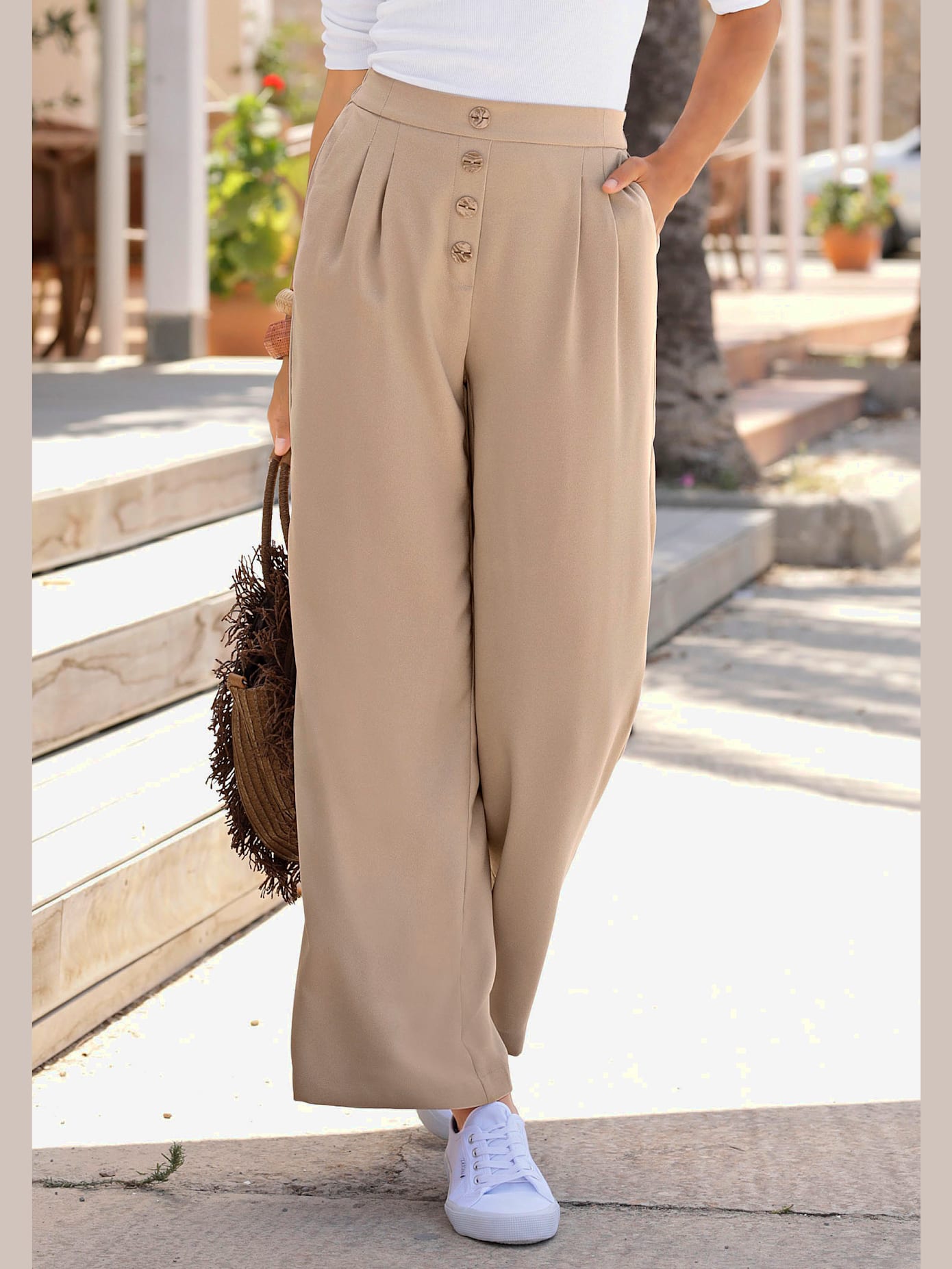 Pantalon ceinture lisse devant