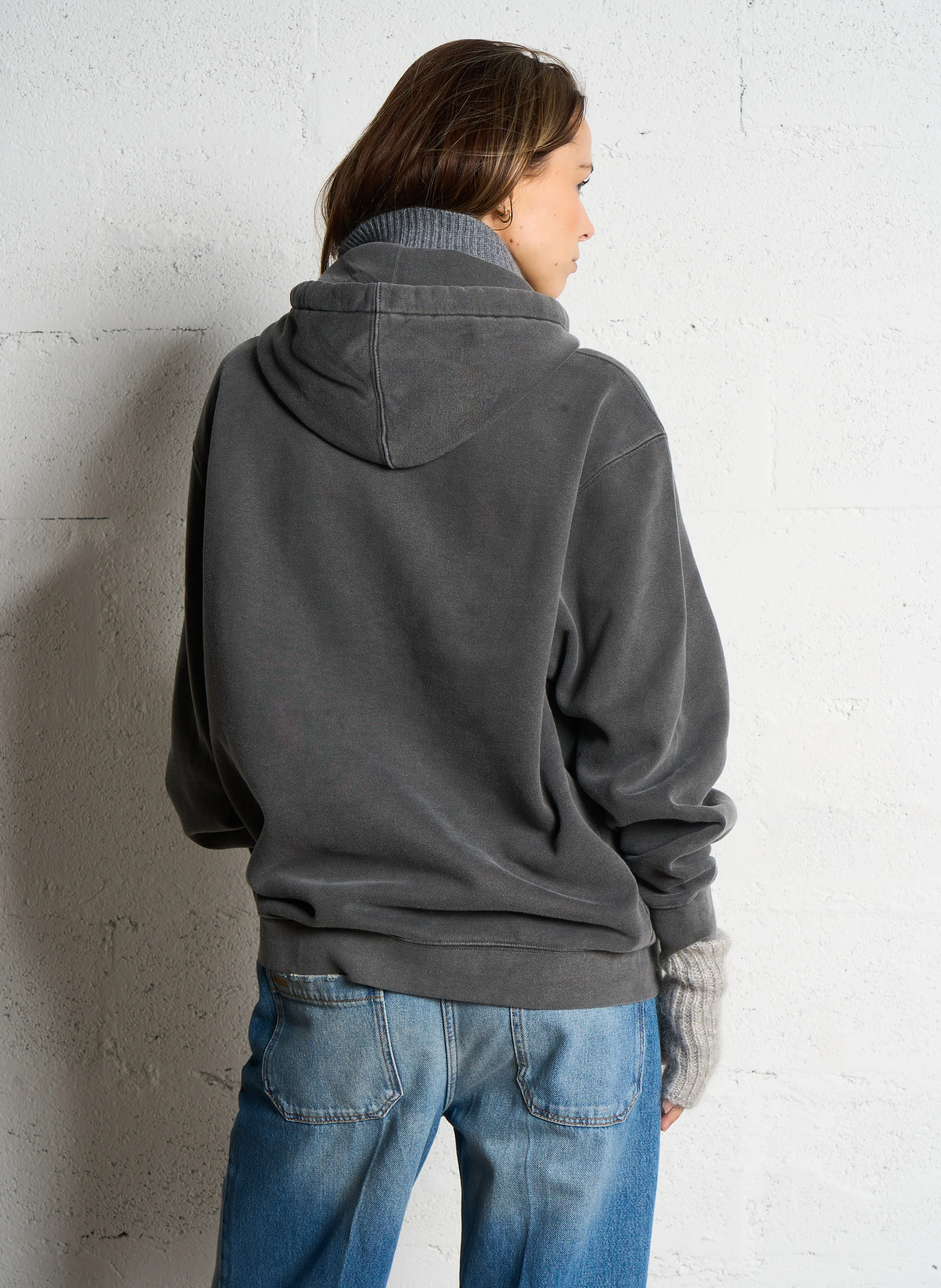 JAGGER SOUVENIR - Sweat ample à capuche sérigraphié en coton mélangé | Gris
