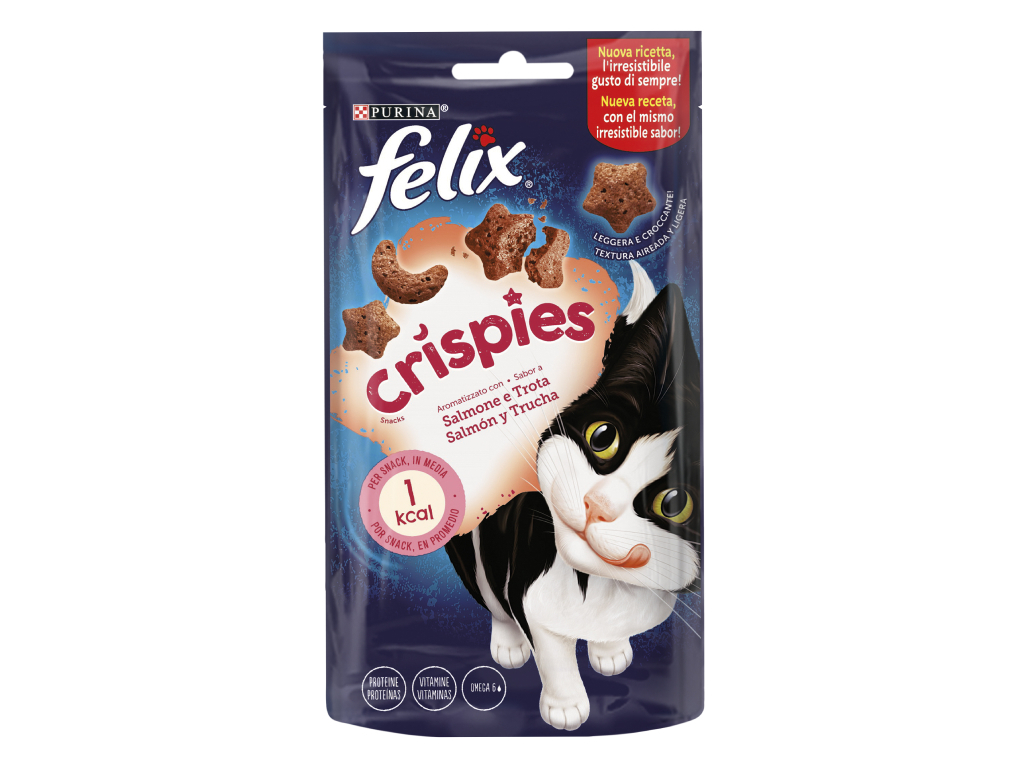 SNACKS PARA GATO FELIX CRISPIES COM SALMÃO 45G