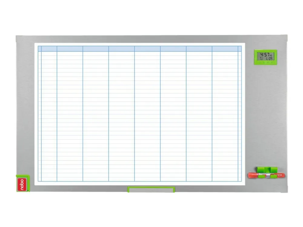 Nobo Performance Plus - Tørslette-planlæggertavle - ugentlig - 1035 x 600 mm - stål - magnetisk - sølv