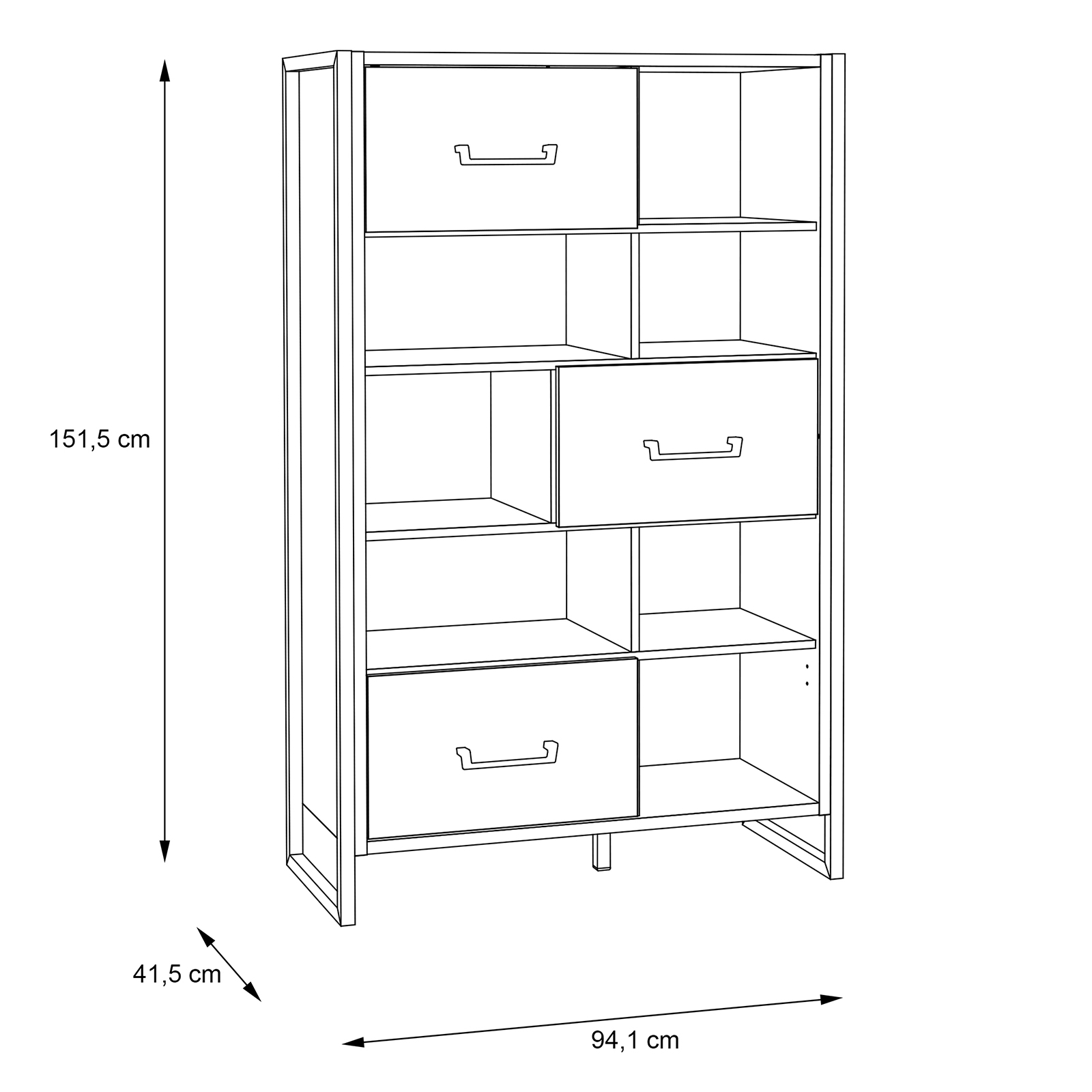 Regal - Stabeiche - Betonoptik - 94 cm breit