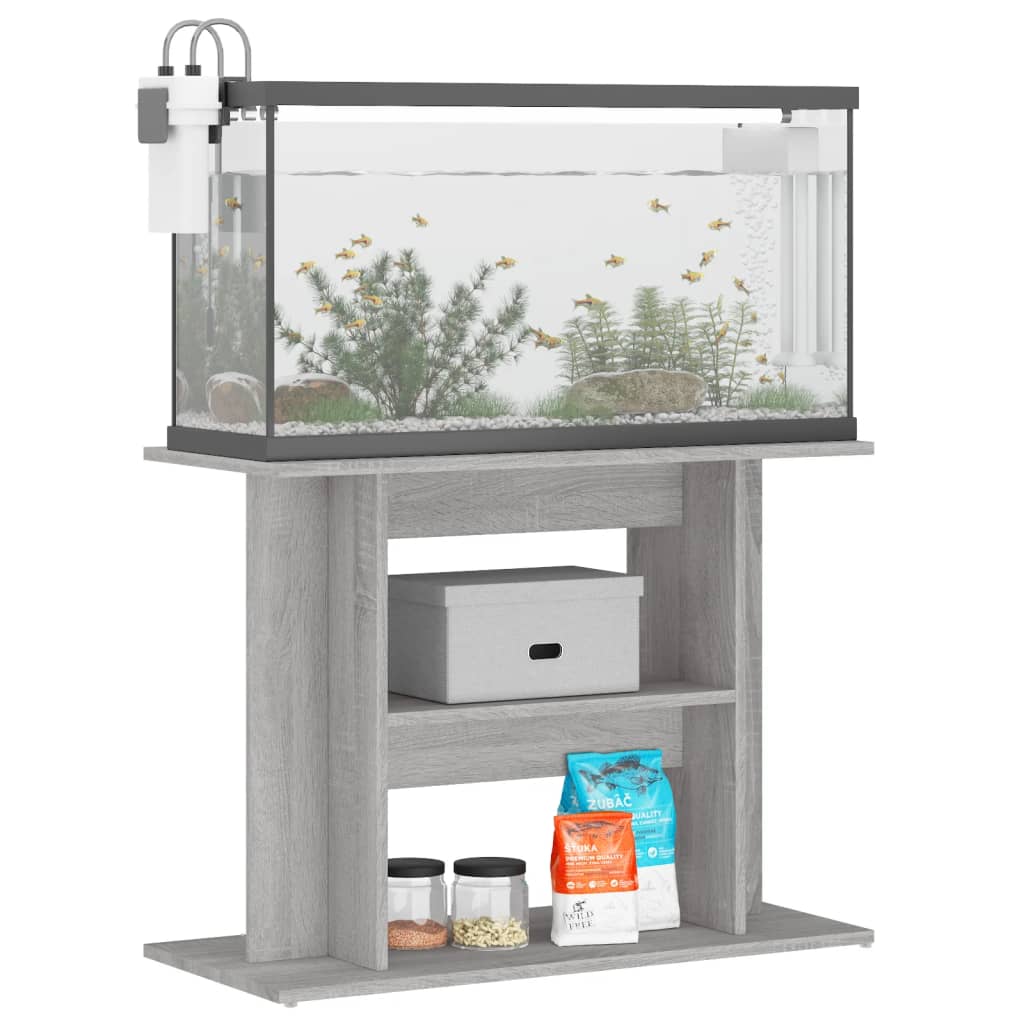 Suporte para aquário vidaXL em madeira engenheirada cinza Sonoma 80x35x60 cm