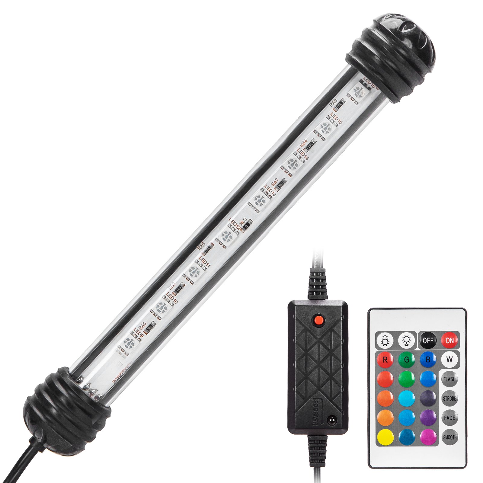 Nobleza - Iluminação LED para Aquário com Controle Remoto, Luz RGB para Aquário, À Prova D'Água IP67, Lâmpada Universal Regulável para Aquário (1,5w 20cm, RGB)