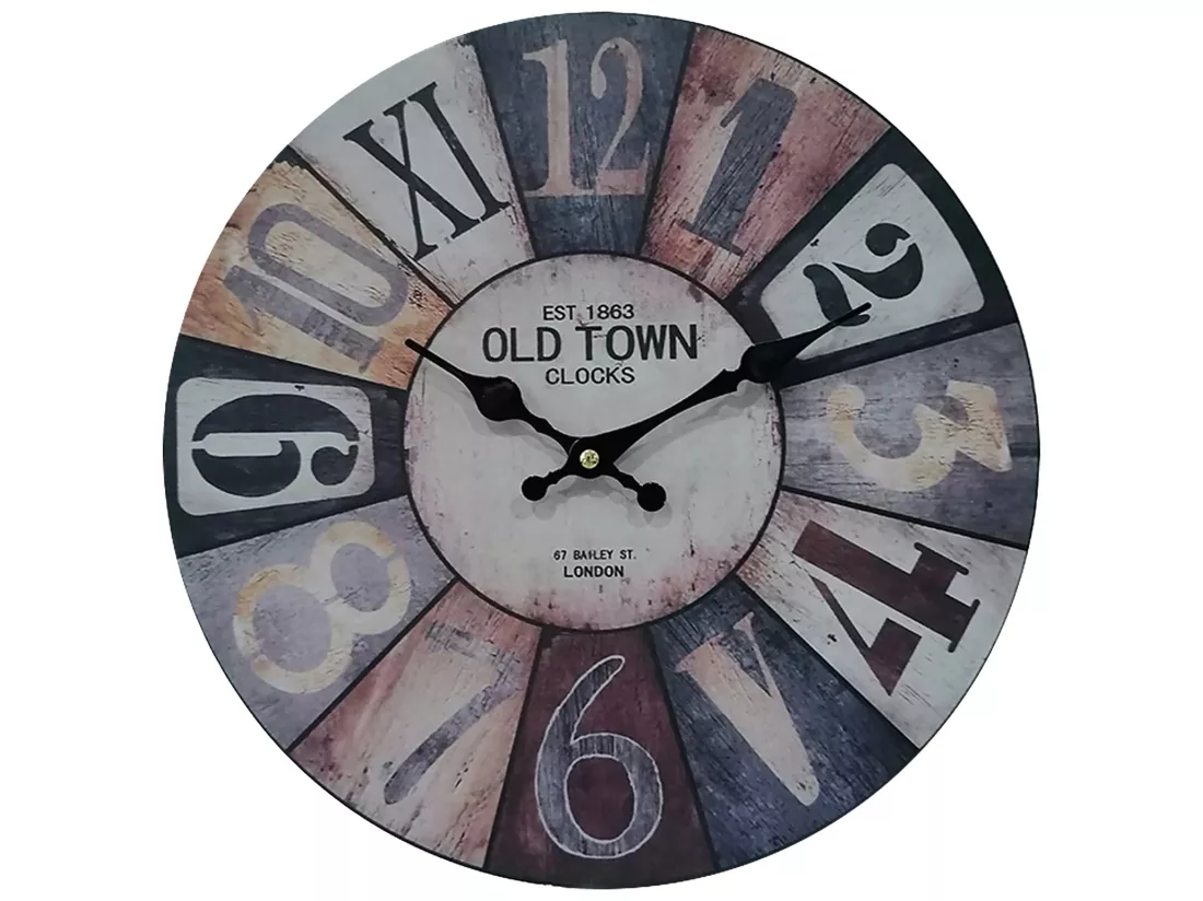 Horloge Décorative Horloges Murale Mdf Blanc Marron Gris Style Retro