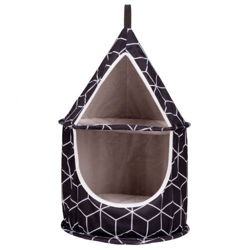 Cama caverna de dois andares Hanka para gatos, preta