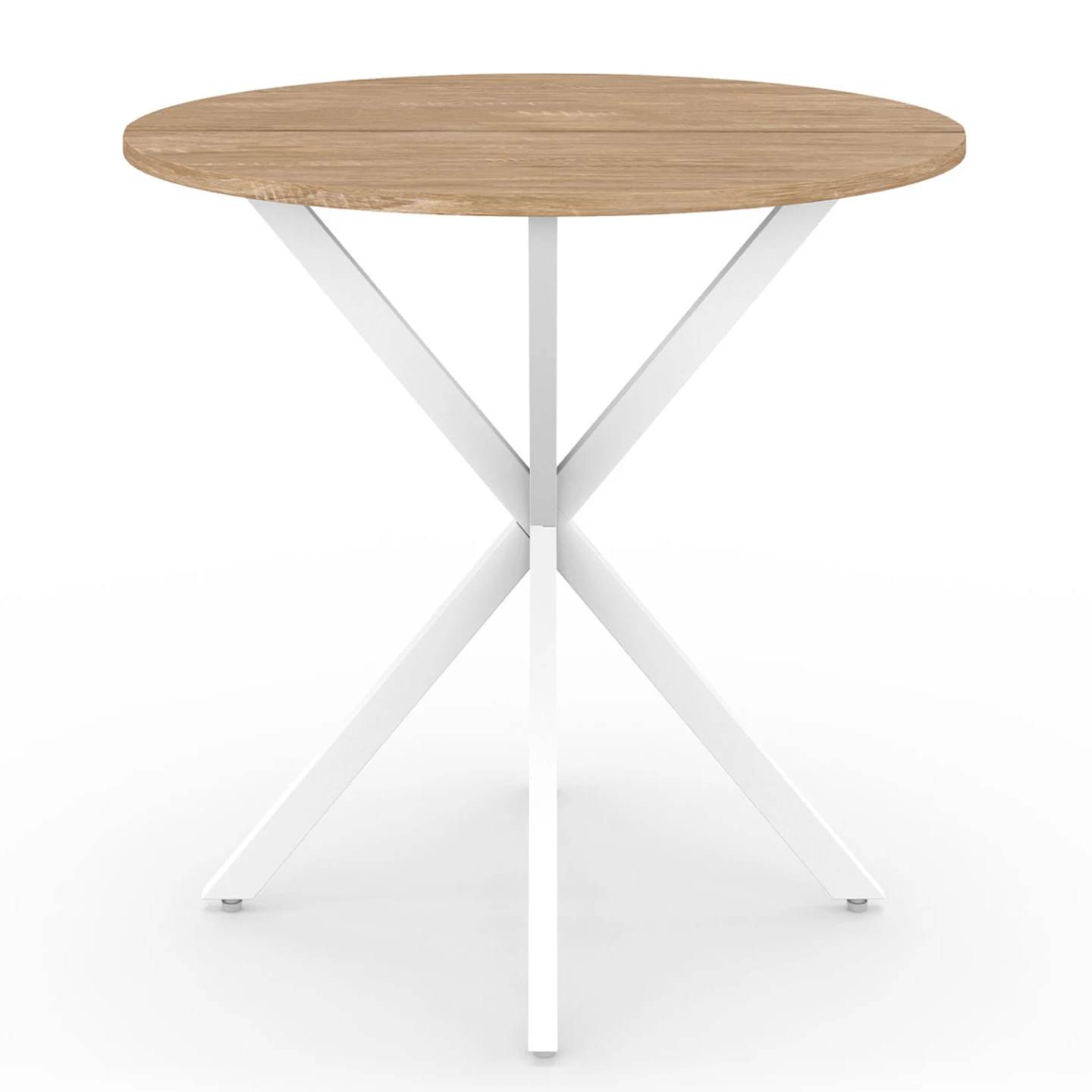 Table à manger ronde ALIX 4 personnes pied araignée bois et blanc 80 cm