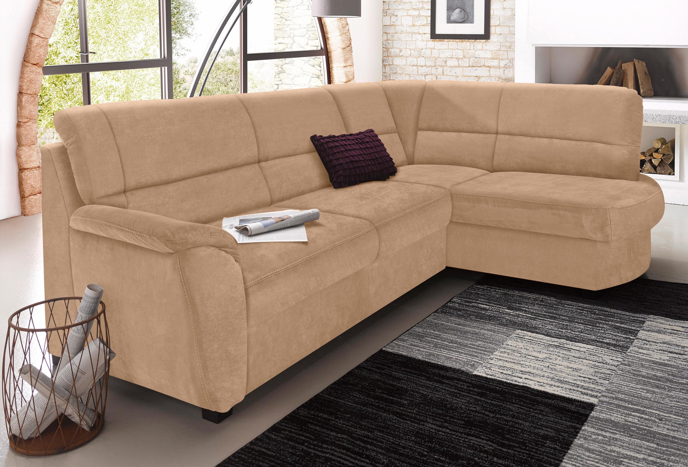 sit&more Ecksofa »Pandora L-Form« wahlweise mit Bettfunktion und Bettkasten