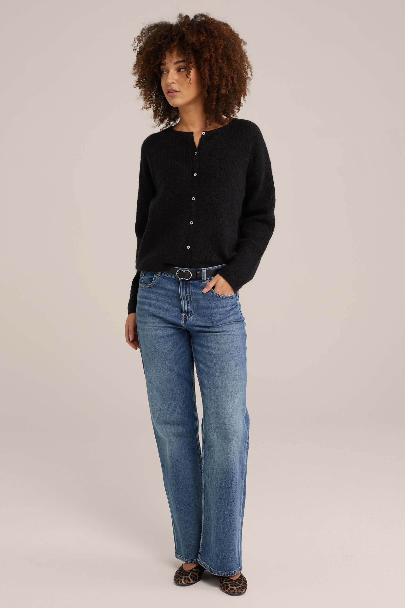 gebreid vest van wolmix WE Fashion Zwart