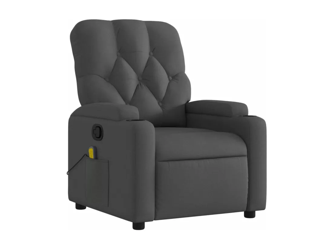 Fauteuil massant inclinable Gris foncé Tissu