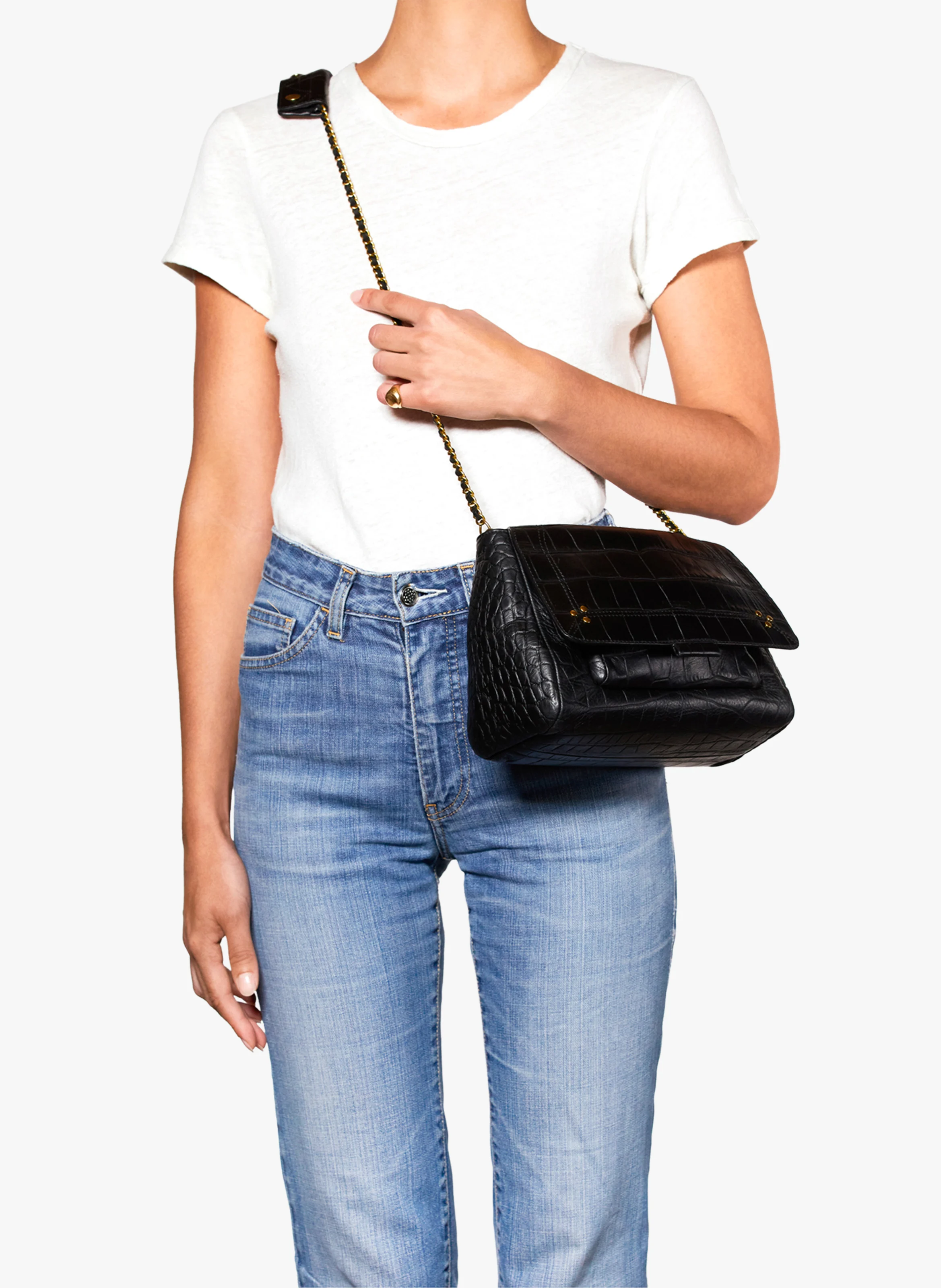 LULU M - Sac porté en cuir embossé | Noir