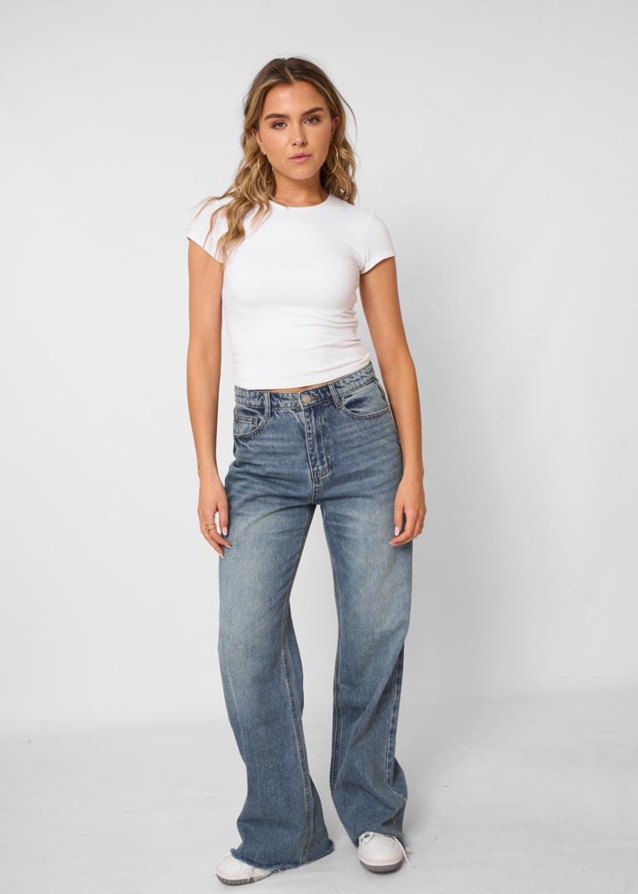 Straight leg vintage jeans donkerblauw