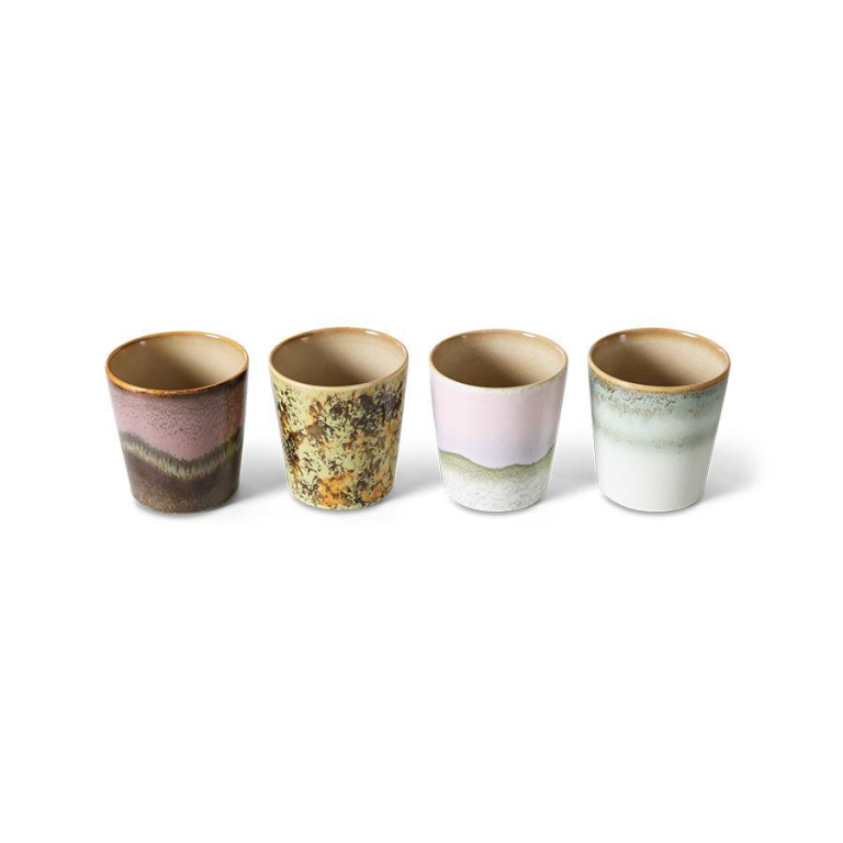HKliving 70's Ceramic koffiemok set van 4 serendipity