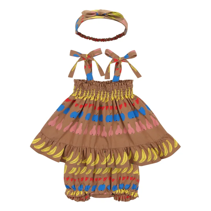 Jelly Mallow Ensemble Top, Bloomer et Headband Fruit | Camel