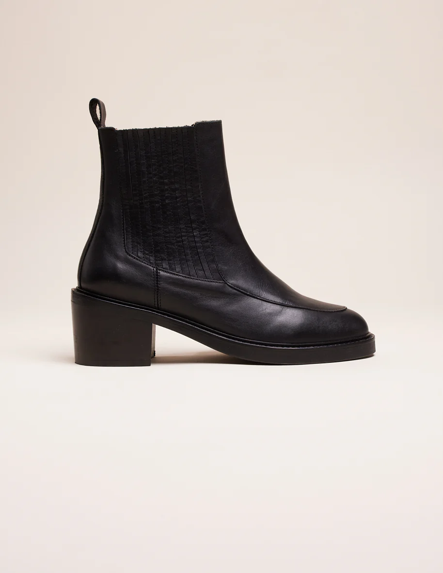 Bottines à talons Janine - Cuir noir