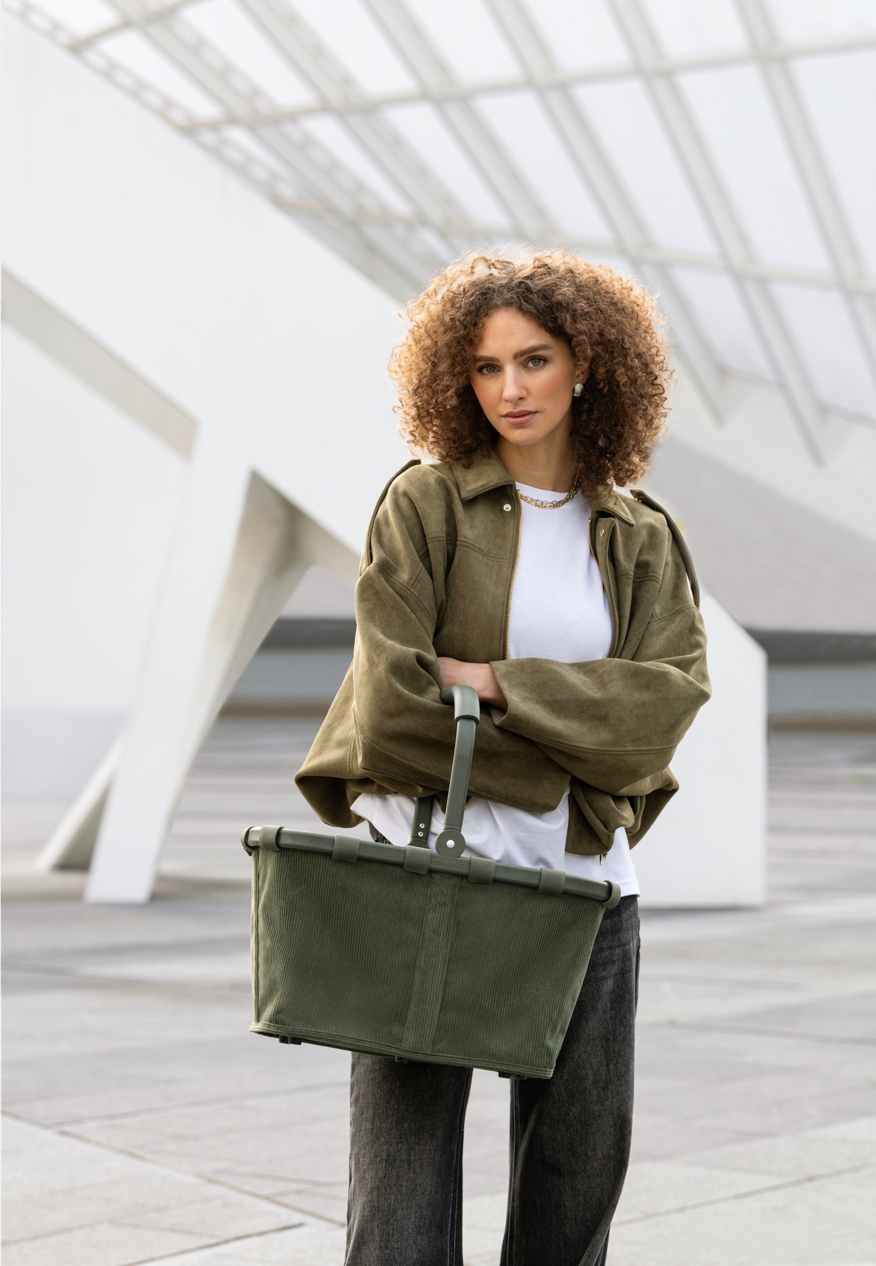Carrybag Frame Cord Dark Matcha - Einkaufskorb