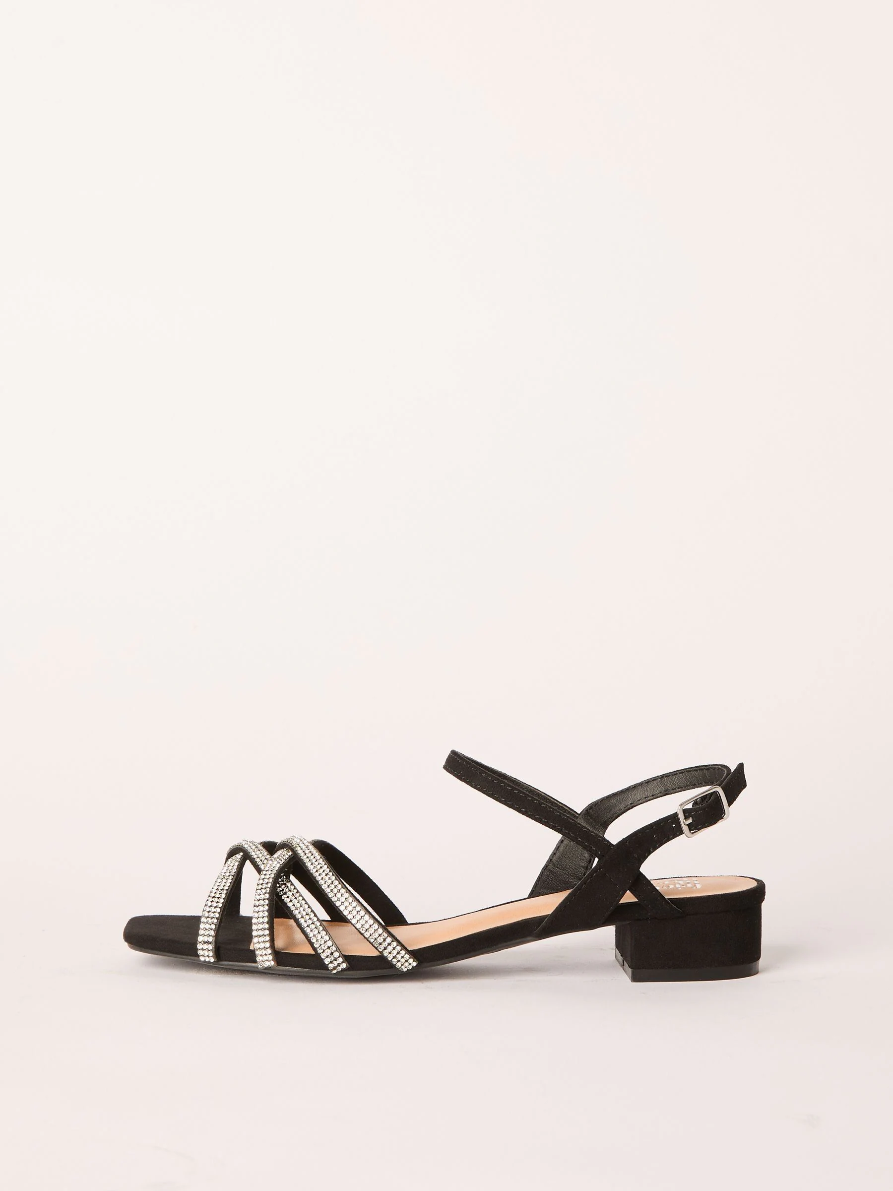 Zwart - Friends Like These - Sandalen met lage blokhak en strass voor speciale gelegenheden
