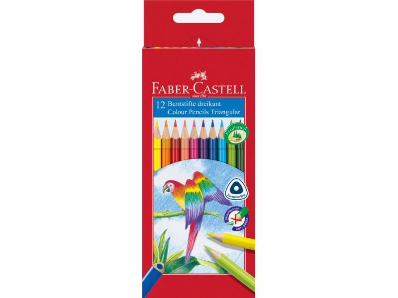 Faber-Castell Farbstifte triangular 12er Kartenetui Buntstifte in verschiedenen Farben