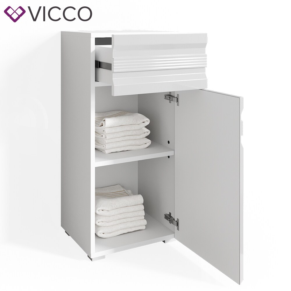 VICCO Badschrank FREDDY weiß hochglanz Badezimmer Badregal Midischrank
