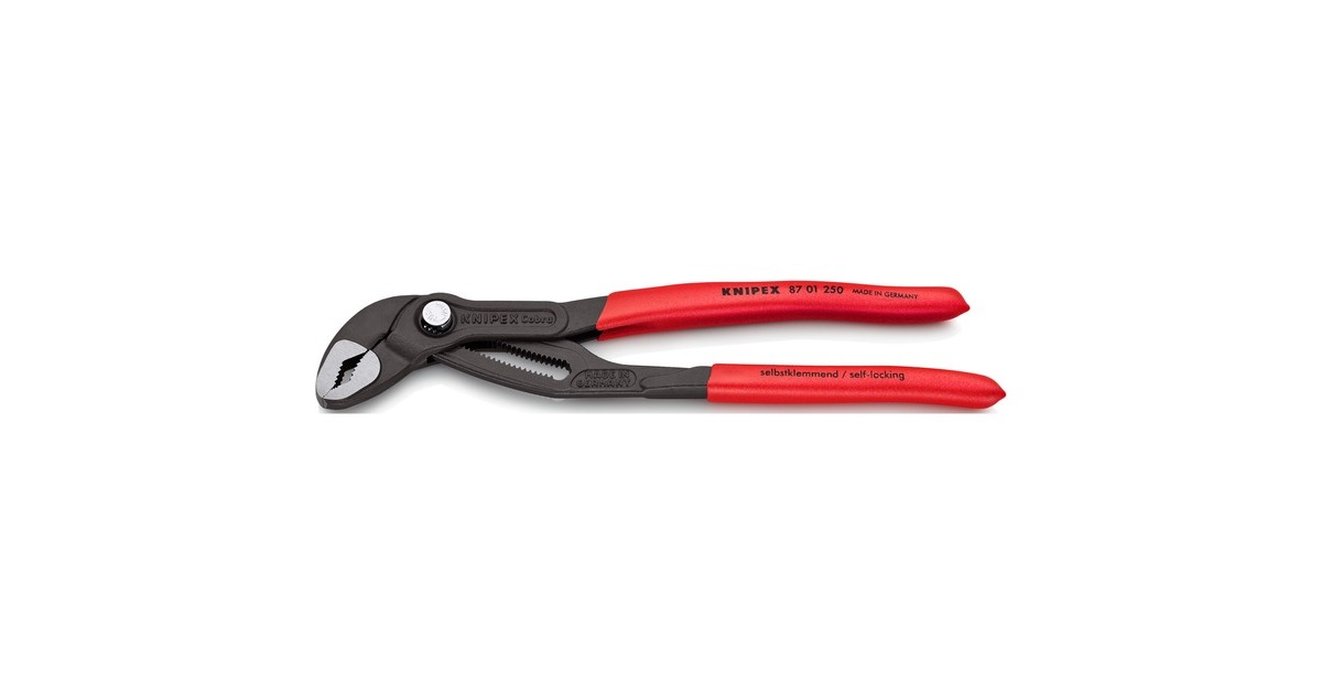 KNIPEXCobra 250 mm 87 01 250 zweedse- / waterpomp-tang  (Rood, Getande grijpvlakken, Doorgestoken scharnier )