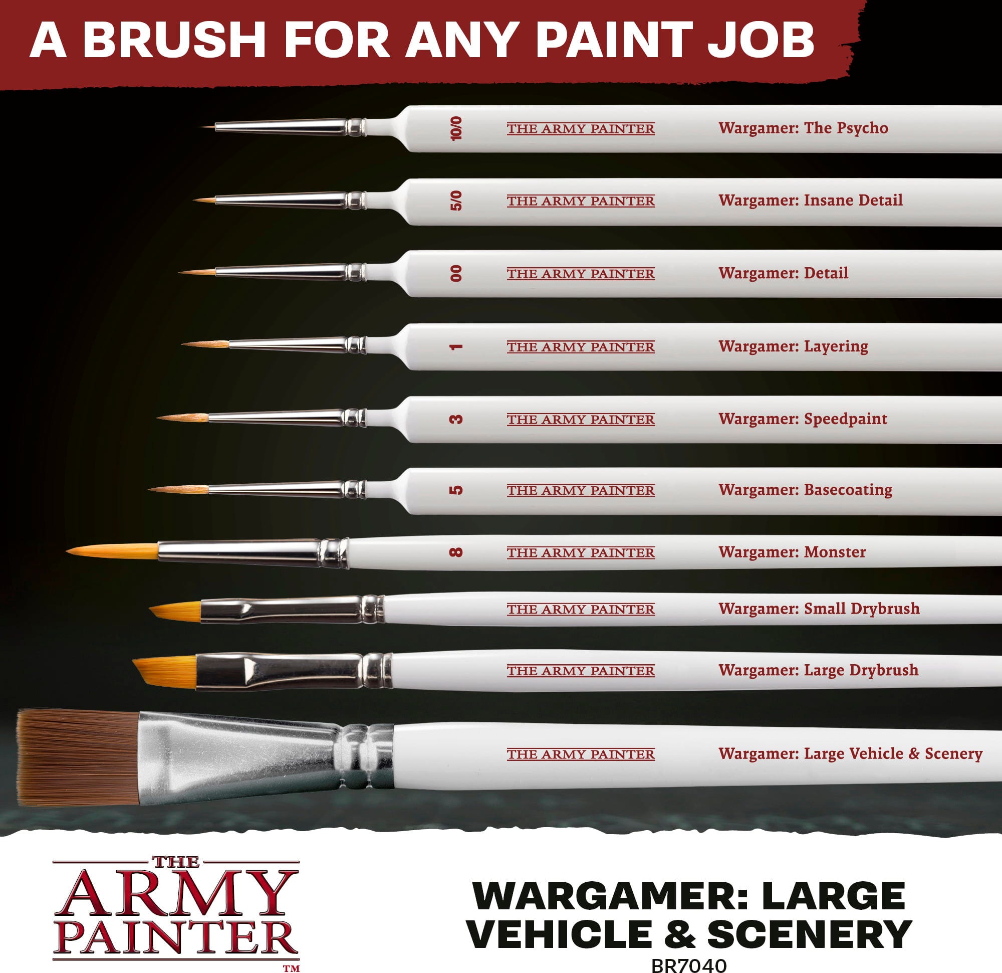 The Army Painter  Wargamer Brush – Bionic Bristles, Large Vehicle & Scenery    Next-Gen Pinseltechnologie für Miniaturenmaler