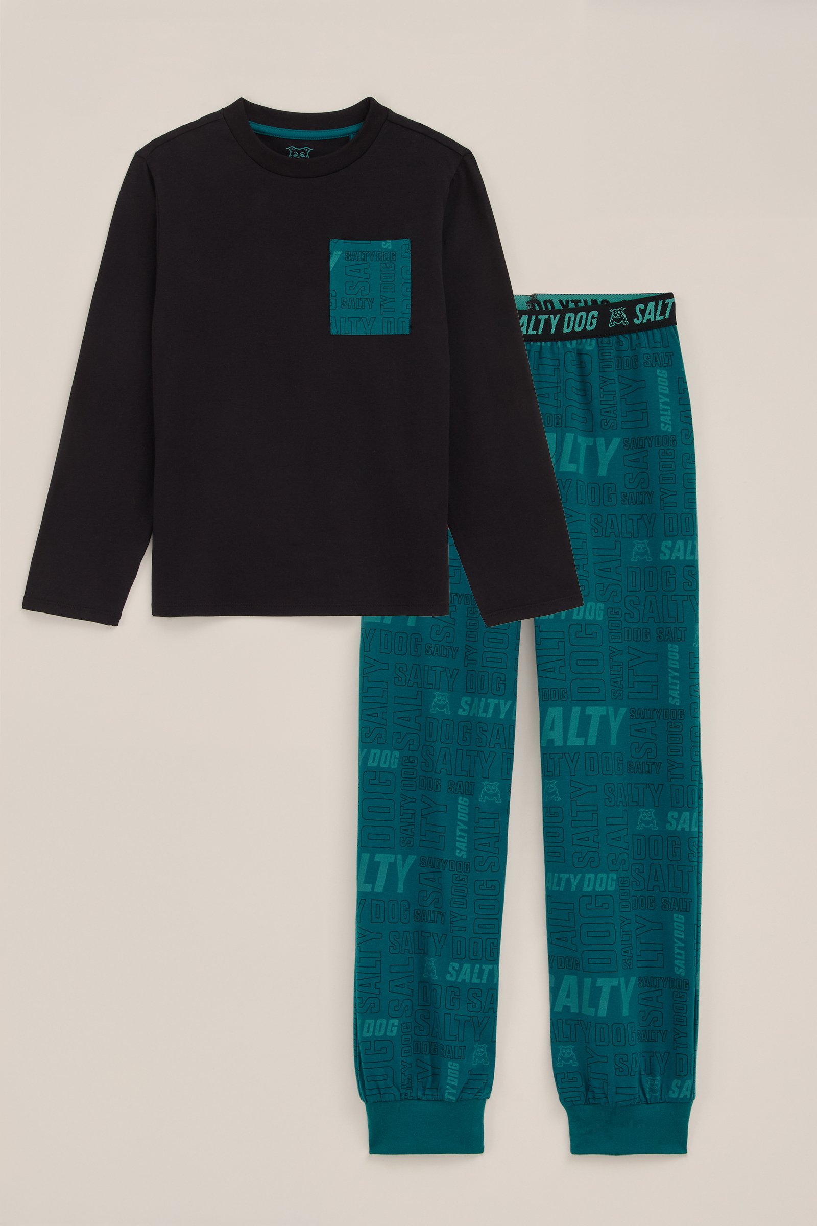 Jongens pyjamaset met dessin Salty Dog Zwart