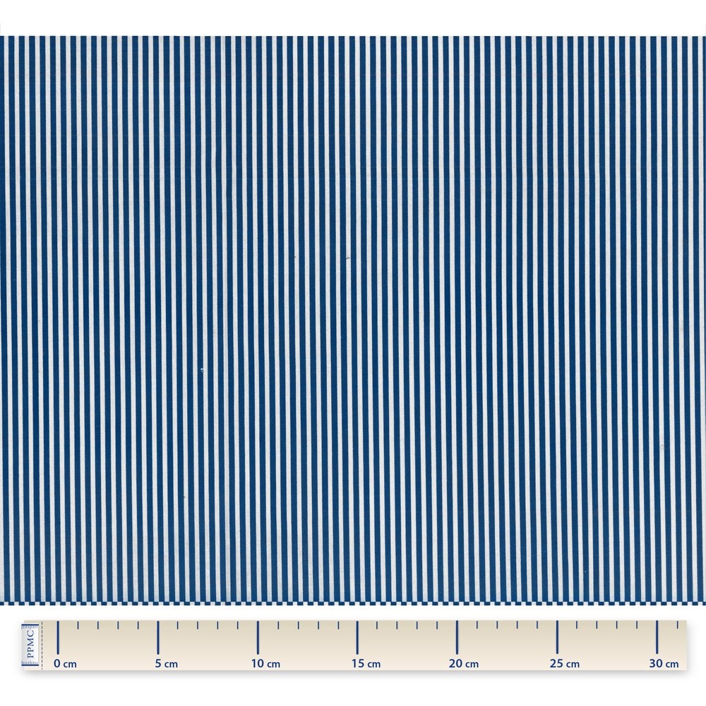 Coupon Tissu 1 M Ligne Blanc Marine Ex1001