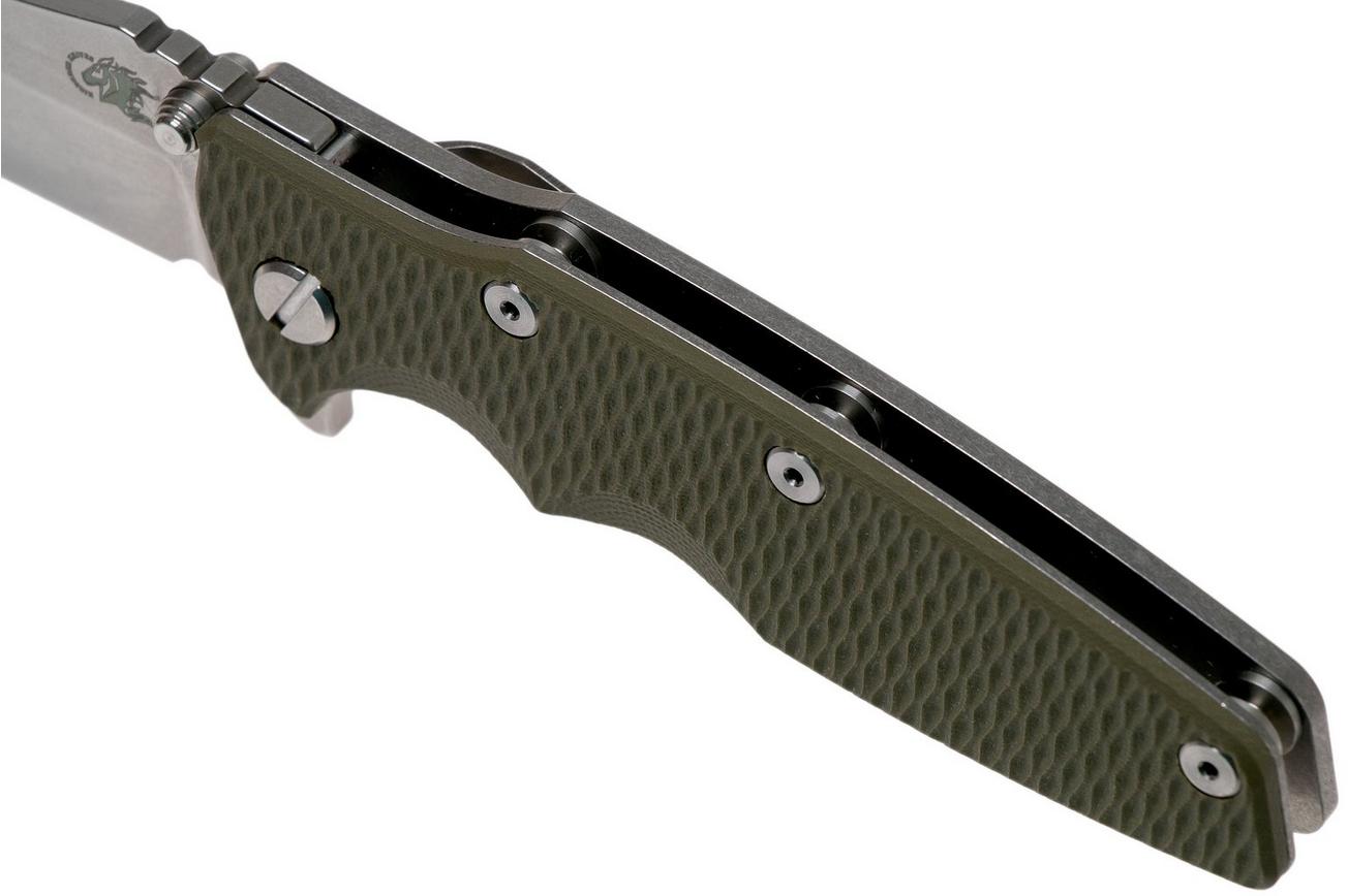 Rick Hinderer Eklipse 3.5” Tanto, CPM 20CV Stonewashed, OD Green G10 zakmes