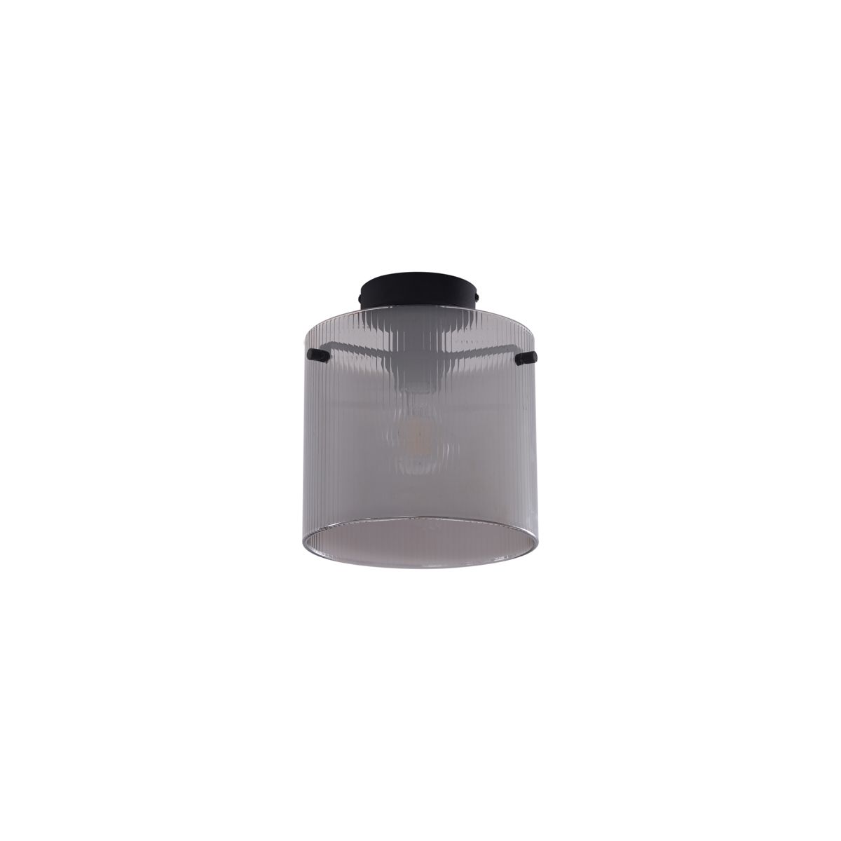 Art Deco plafondlamp zwart met smoke glas - Laura
