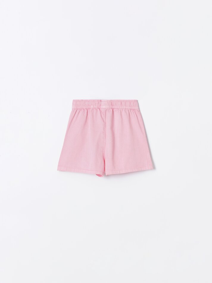 Calções de sarja - Rosa Chiclete