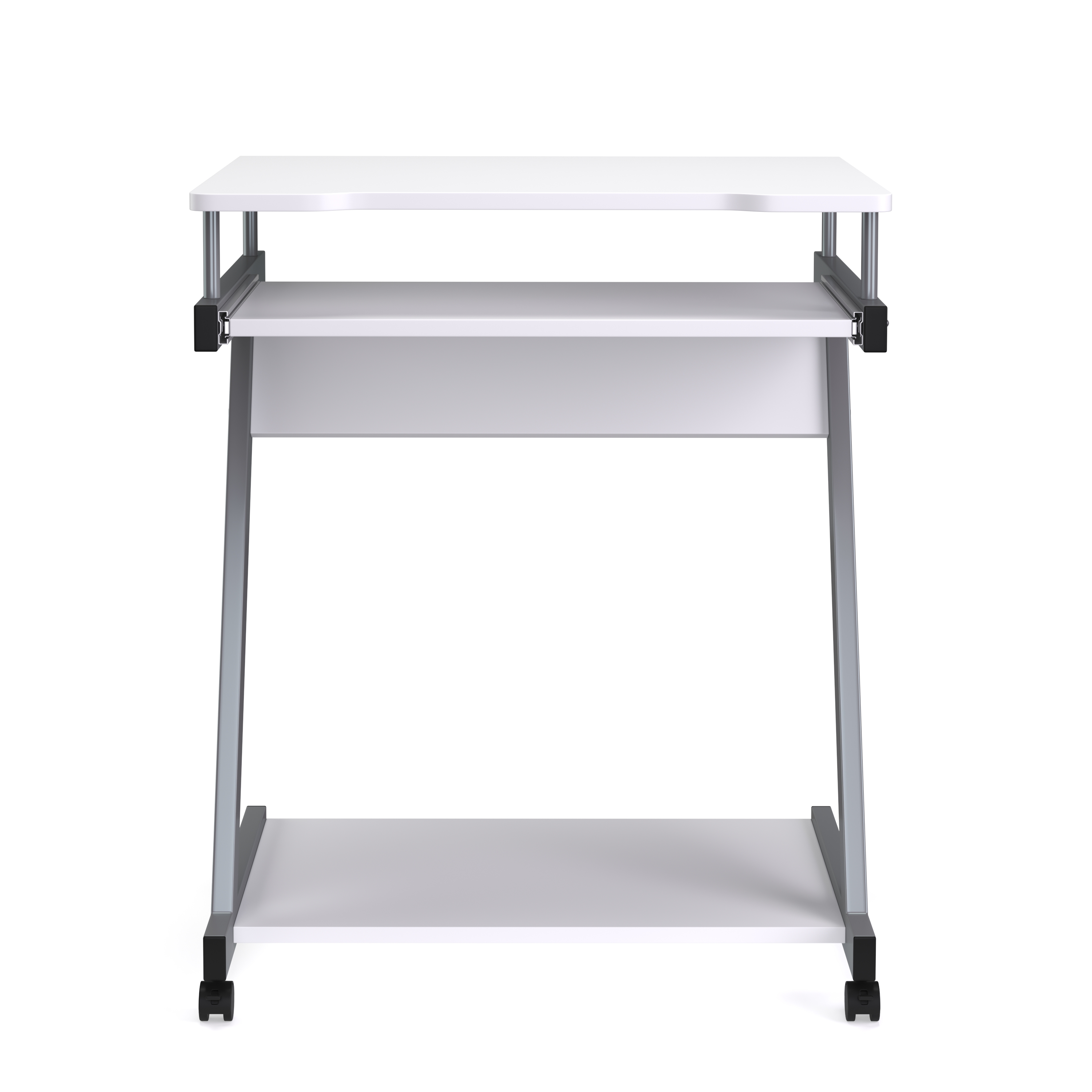 Schreibtisch ALVARO auf Rollen mit Tastaturauszug weiss