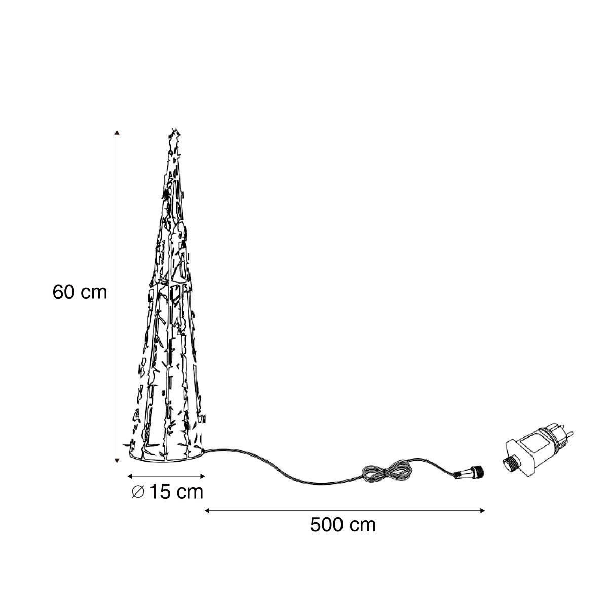 Kerst kerstboom transparant 60cm incl. LED IP44 - Coni