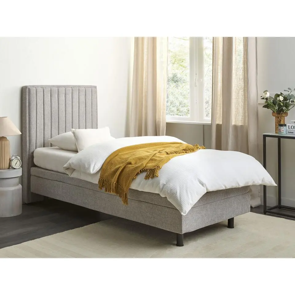 DUKE II - Eenpersoonsbed - Lichtgrijs - 90 x 200 cm - Polyester
